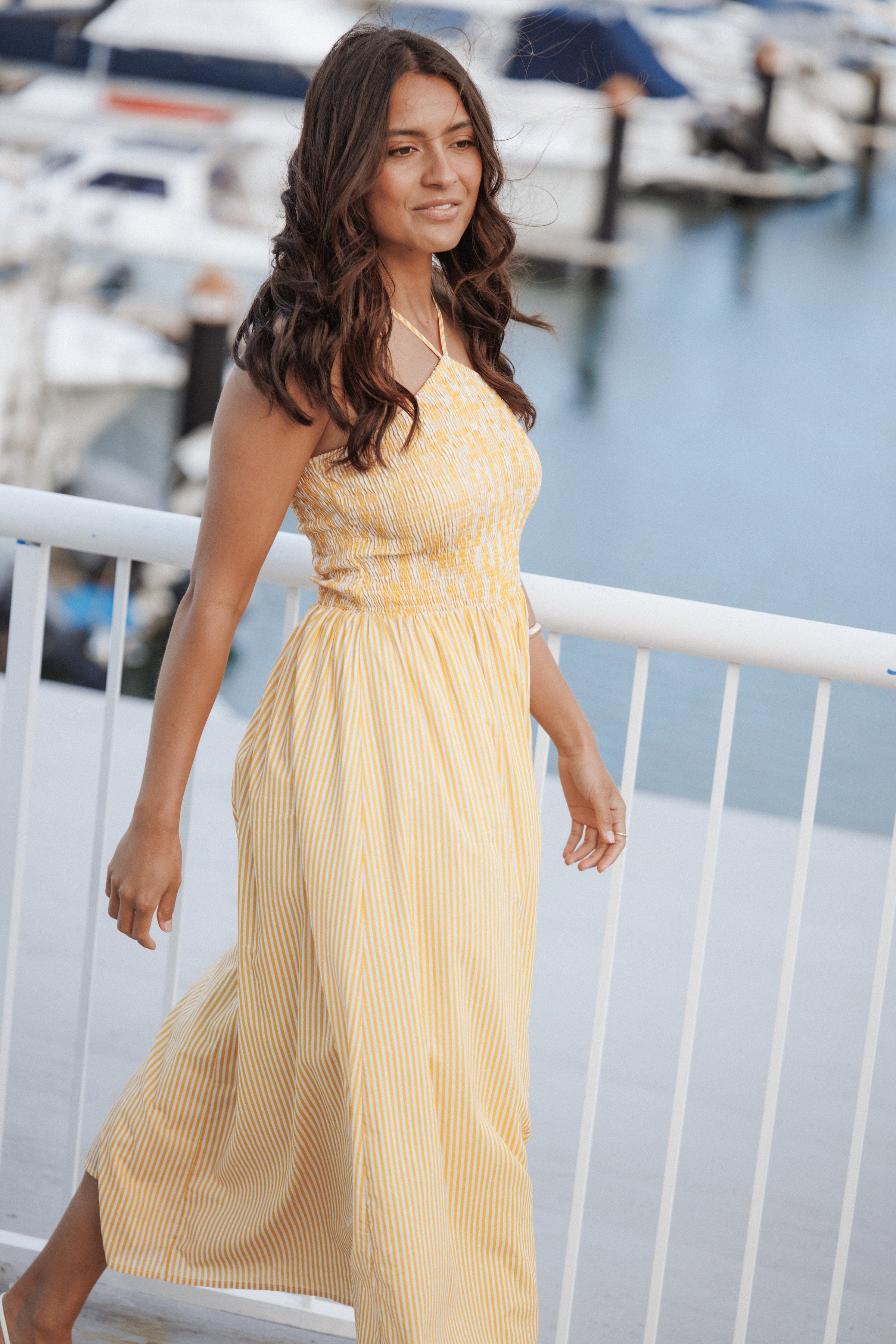 DRESSES Aviva Smocked Midi Dress - Mango Stripe