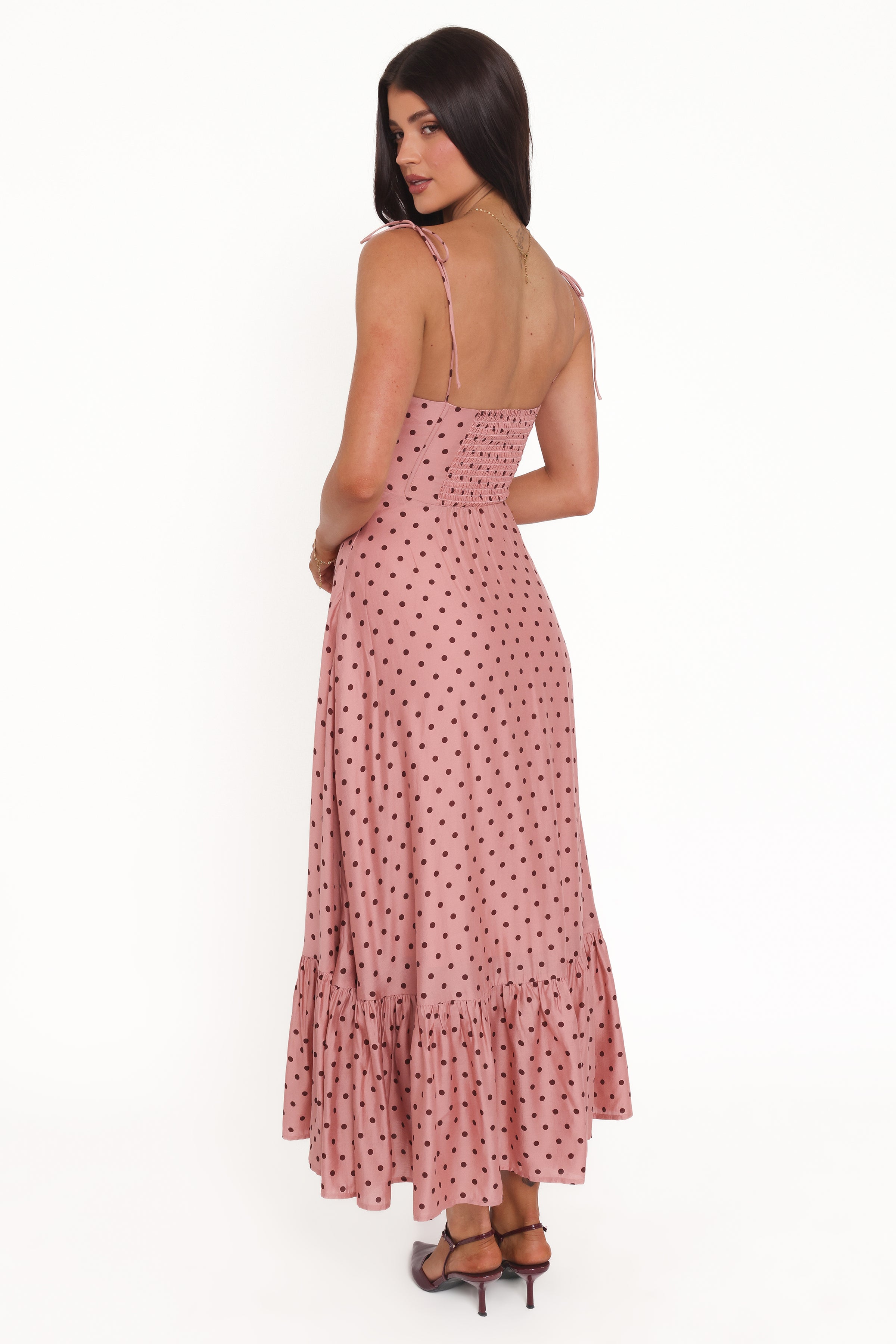 DRESSES @Ayana Midi Dress - Pink Polka Dot
