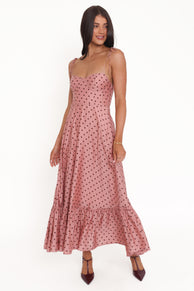 DRESSES @Ayana Midi Dress - Pink Polka Dot