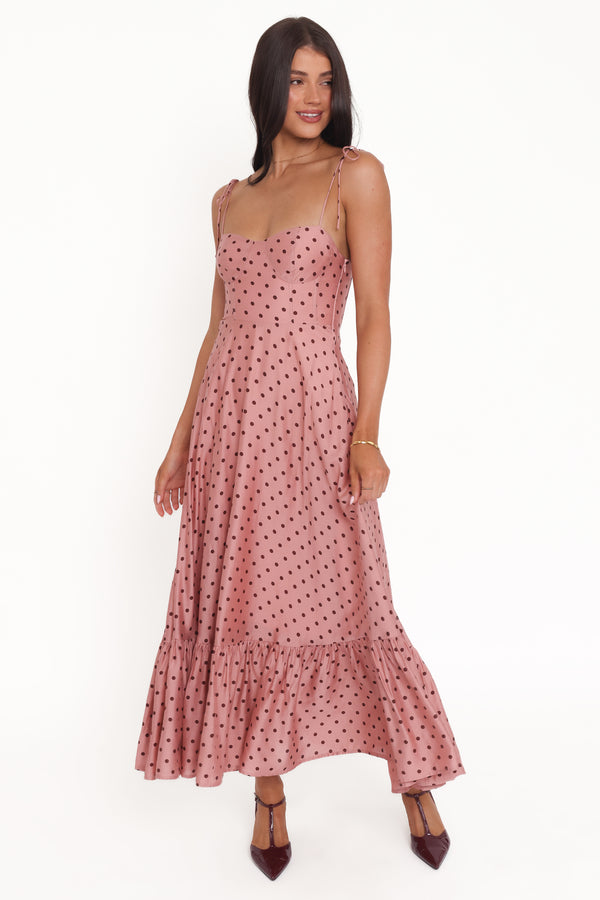 DRESSES @Ayana Midi Dress - Pink Polka Dot