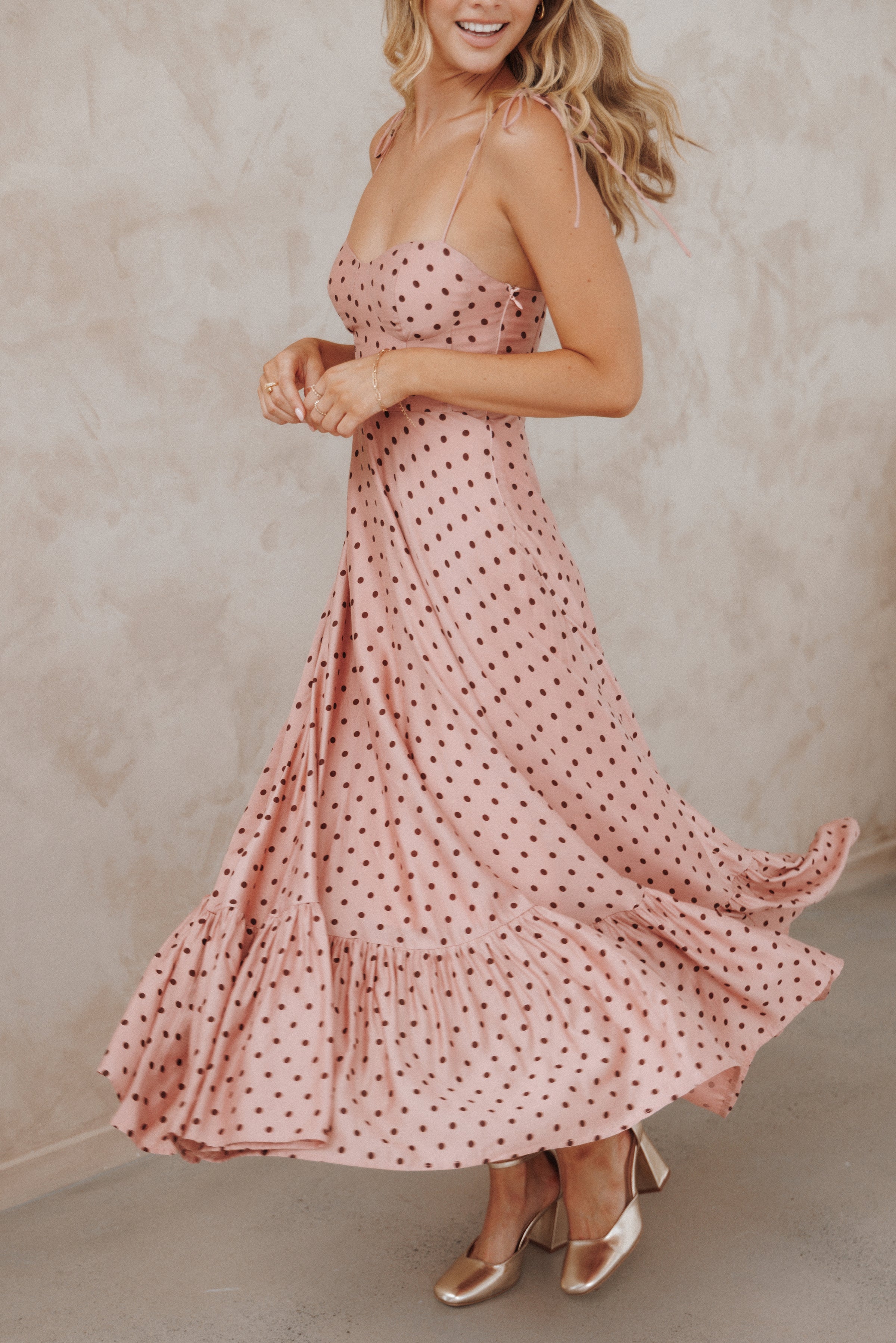 DRESSES Ayana Midi Dress - Pink Polka Dot