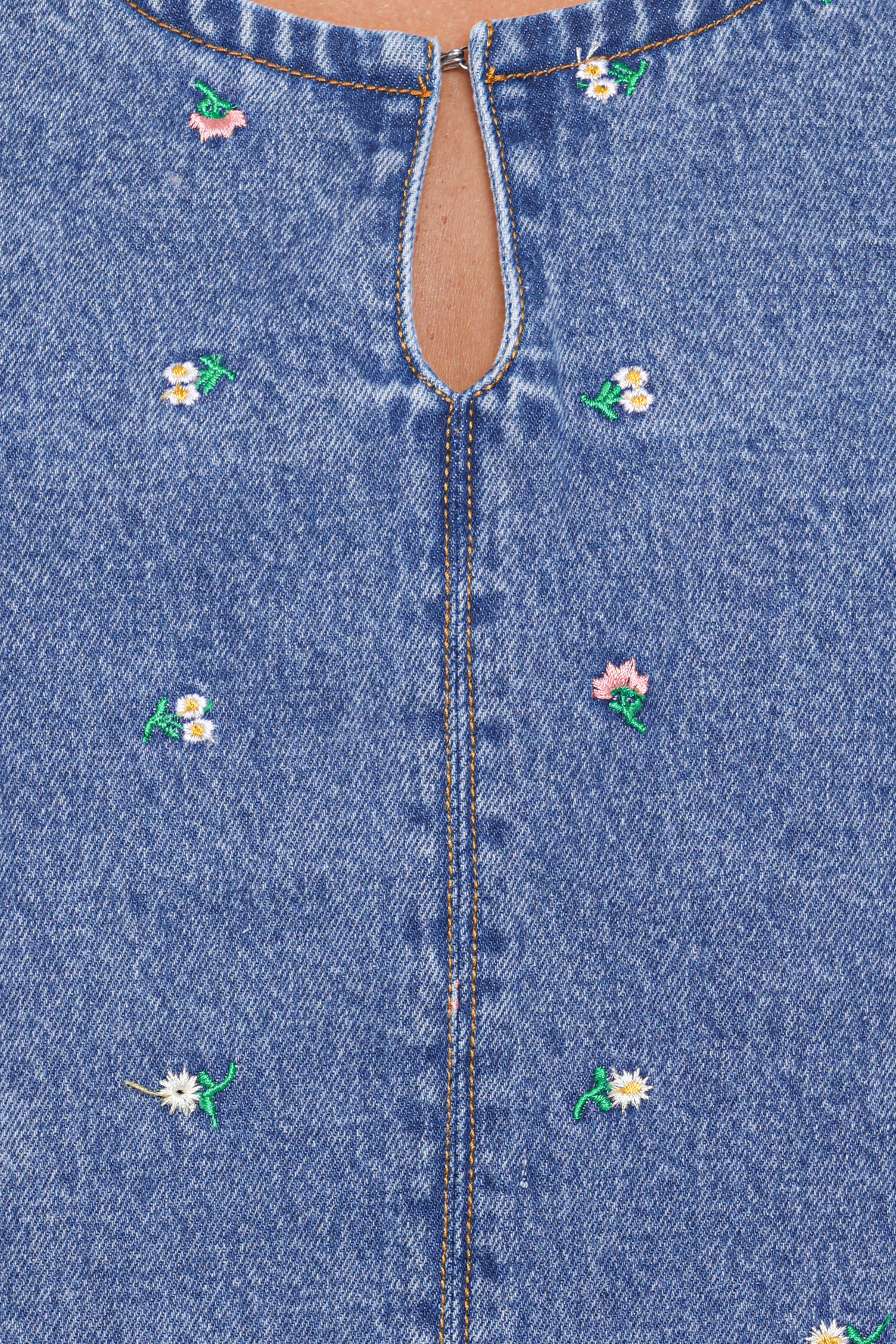 DRESSES Azen Mini Dress - Embroidered Denim