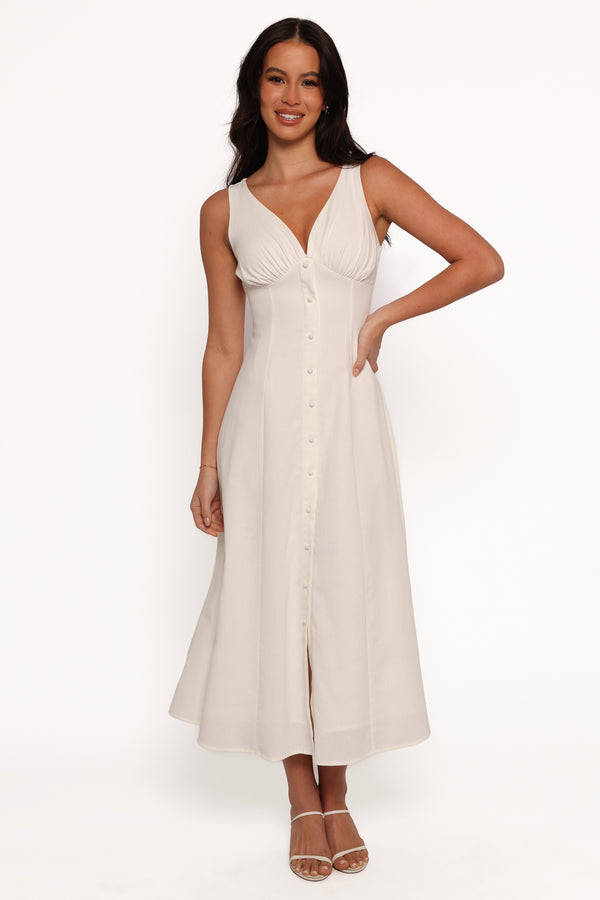 DRESSES Barbara Midi Button Down Dress - White