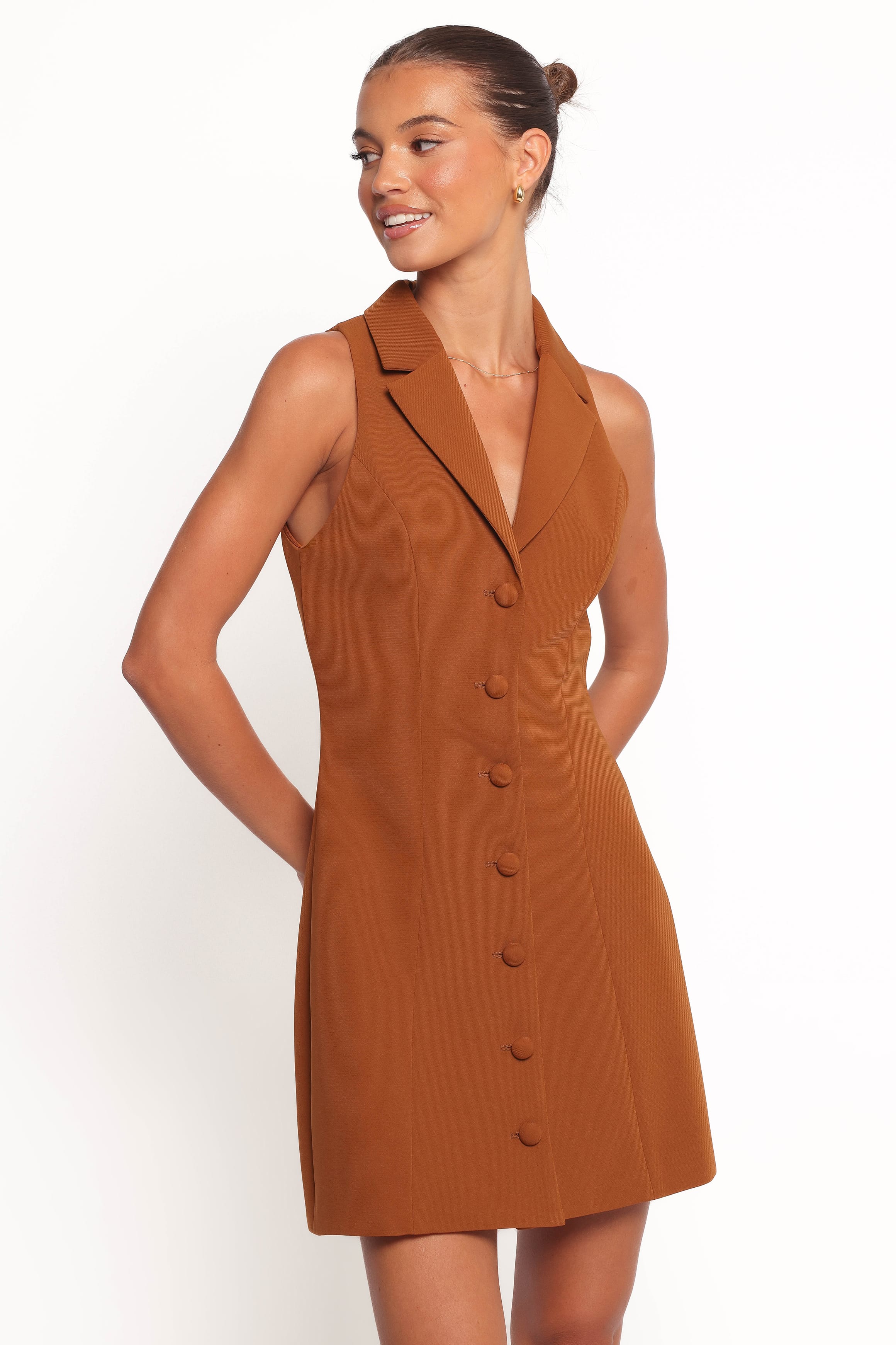 Barrett Mini Dress - Brown | Petal & Pup