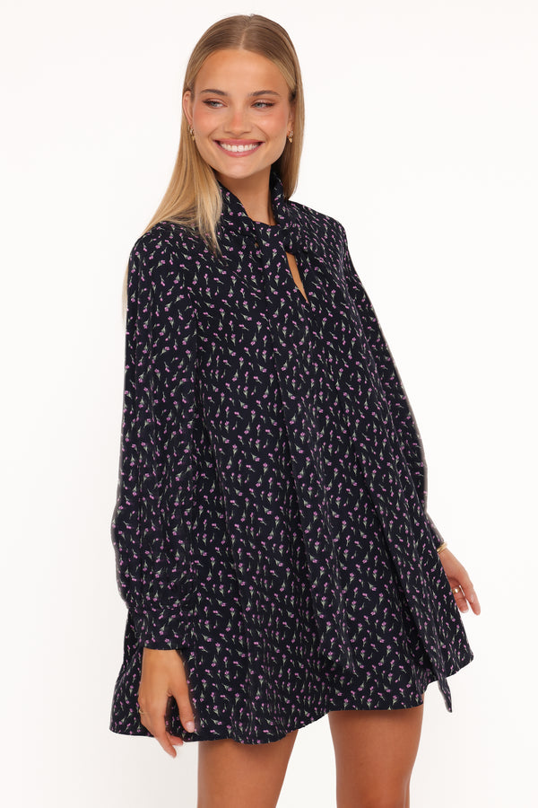 DRESSES Baylie Long Sleeve Mini Dress - Navy Tulip Floral