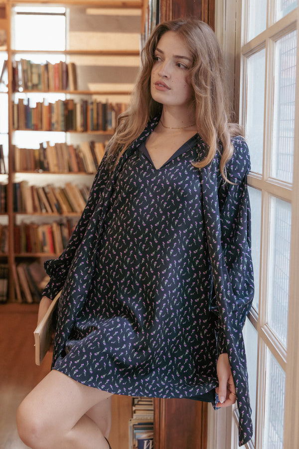 DRESSES Baylie Long Sleeve Mini Dress - Navy Tulip Floral