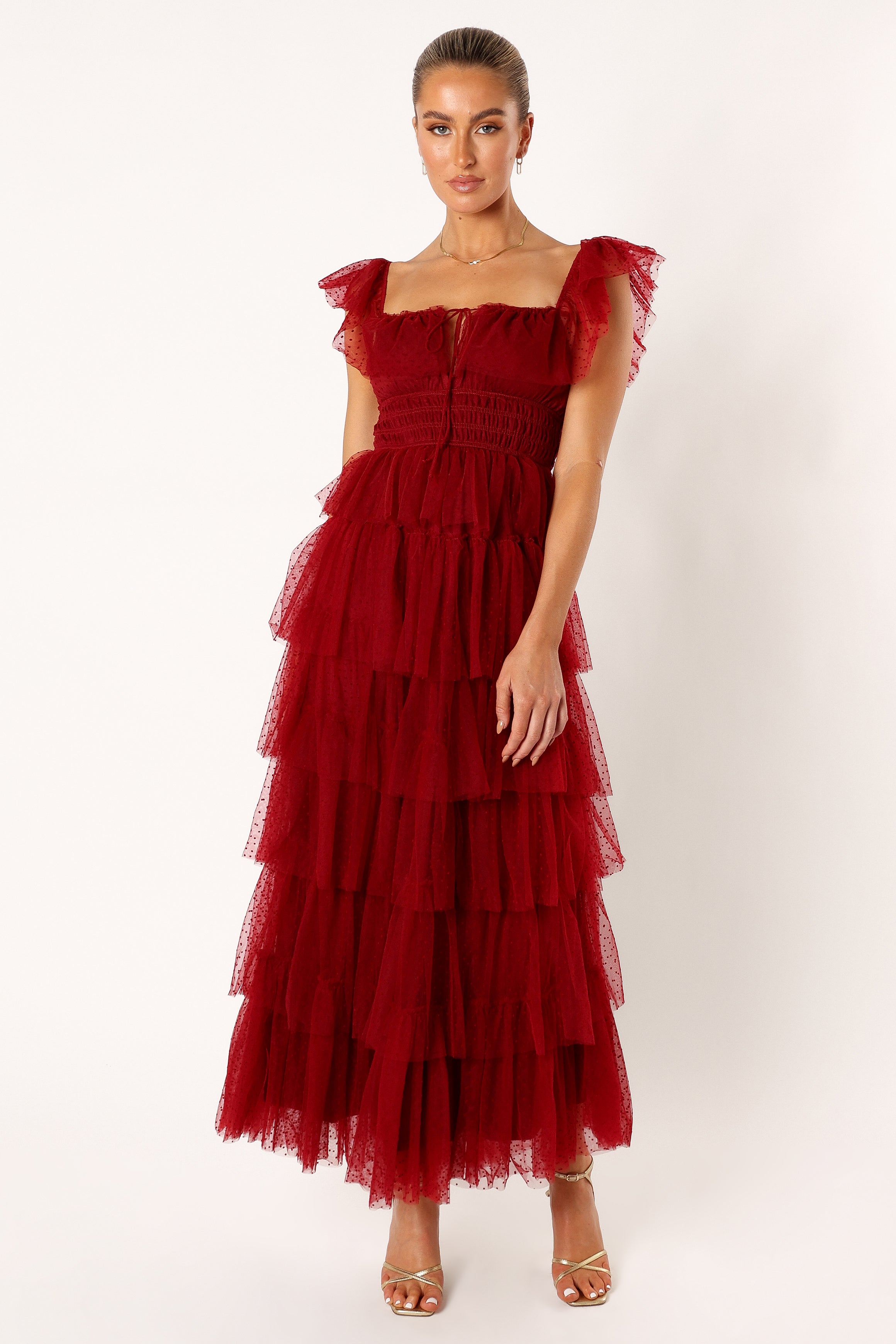 DRESSES @Belle Maxi Dress - Burgundy