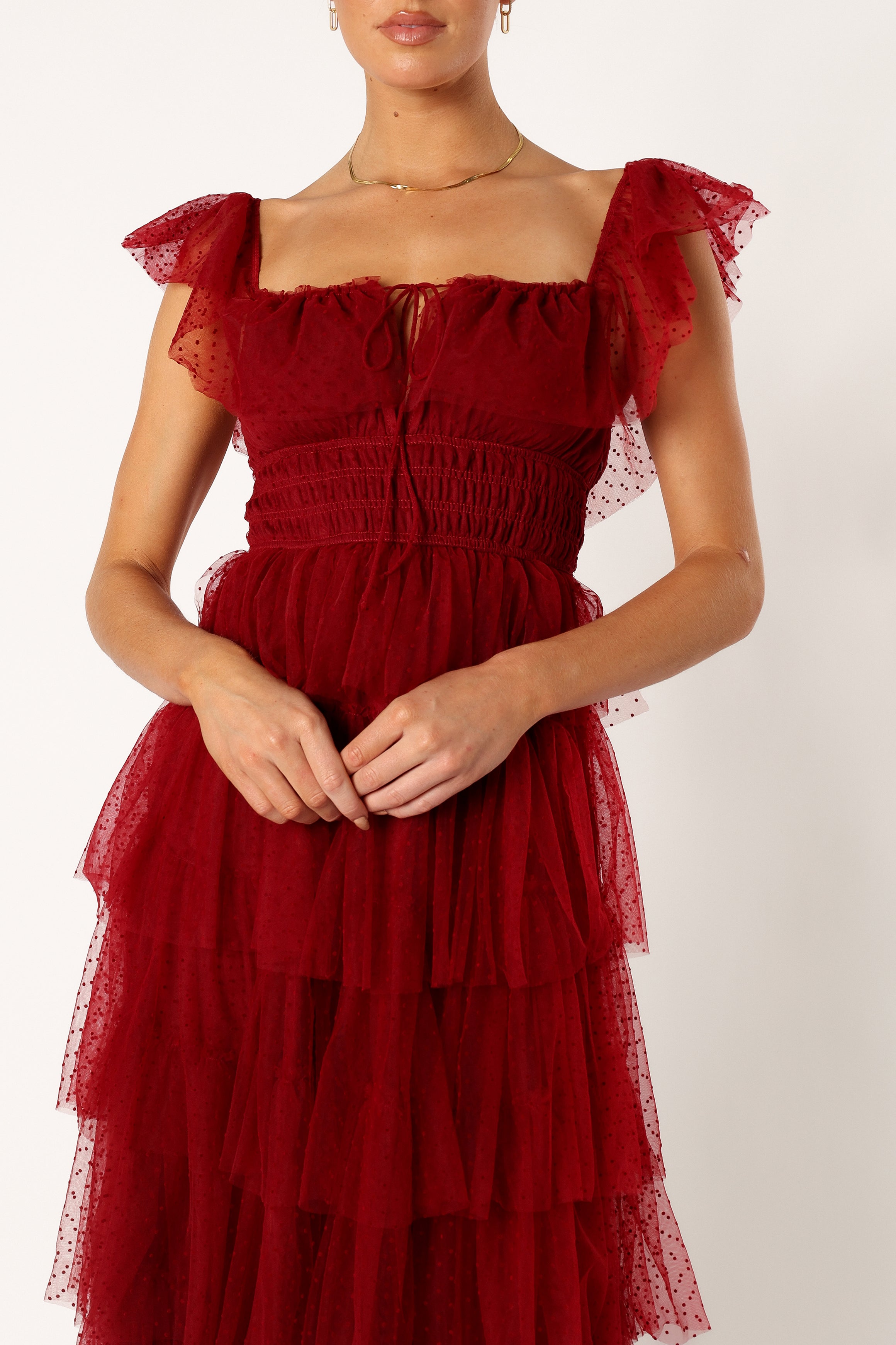 DRESSES @Belle Maxi Dress - Burgundy