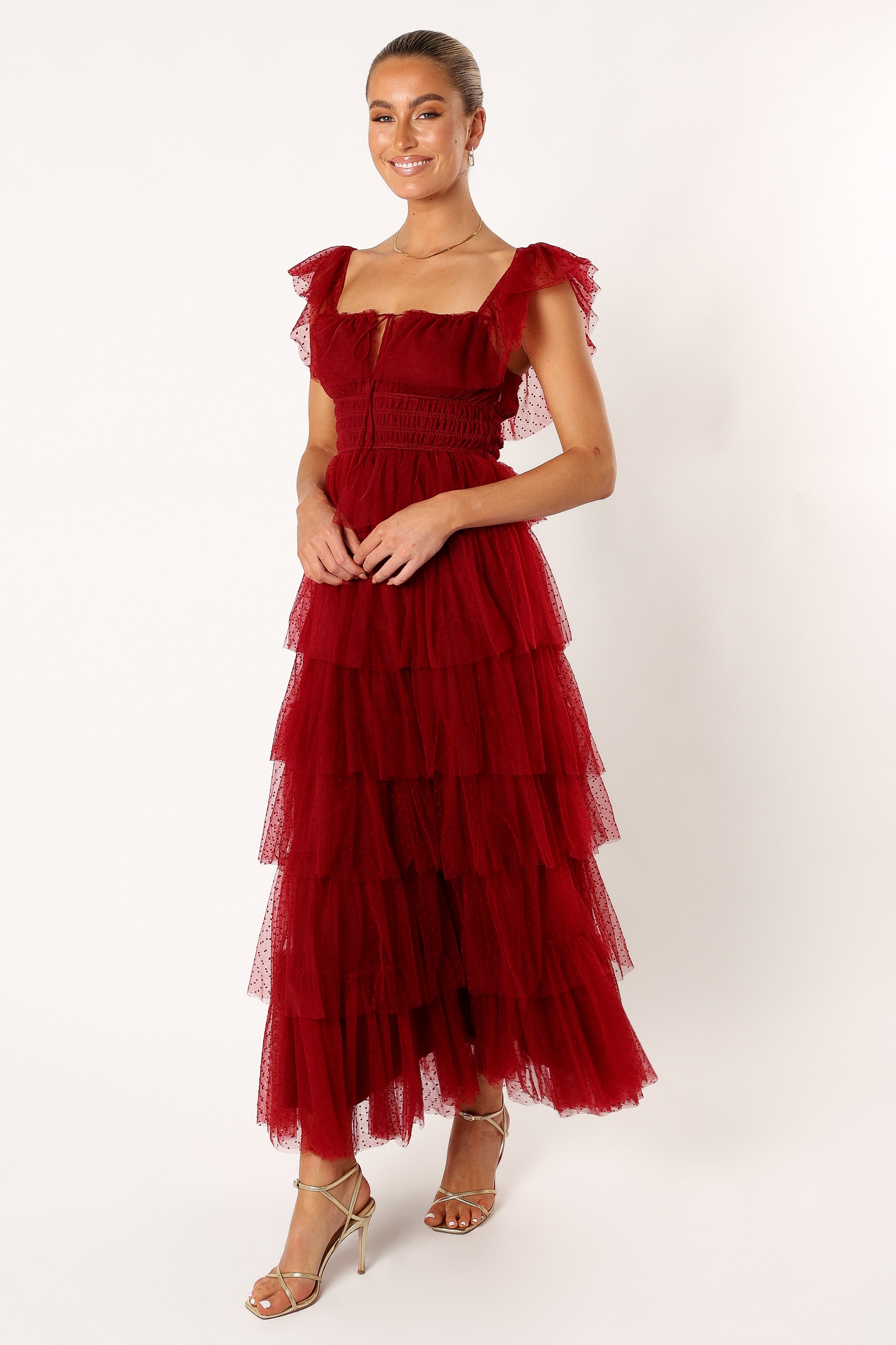 DRESSES @Belle Maxi Dress - Burgundy