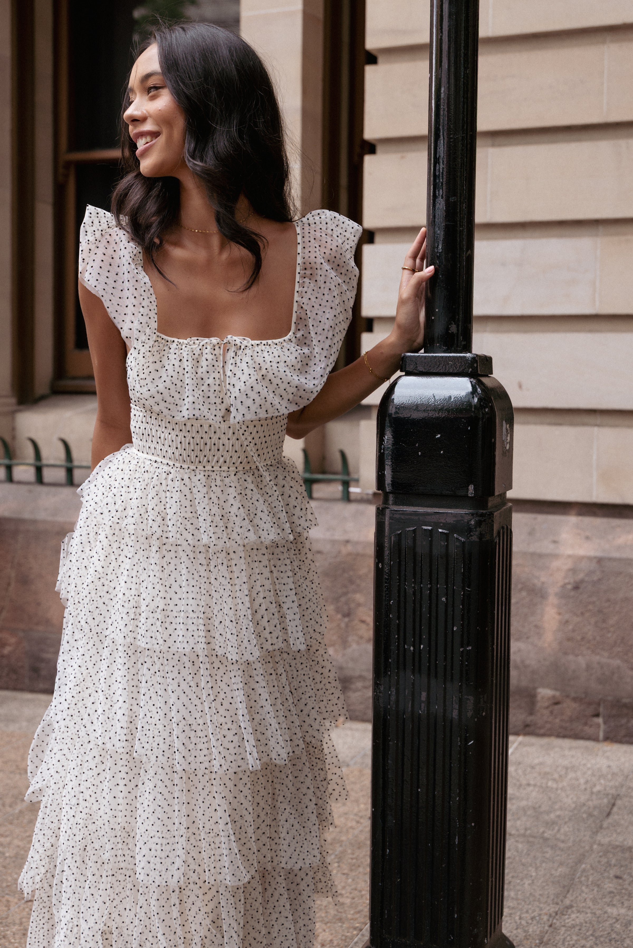 DRESSES Belle Maxi Dress - Cream Polka Dot