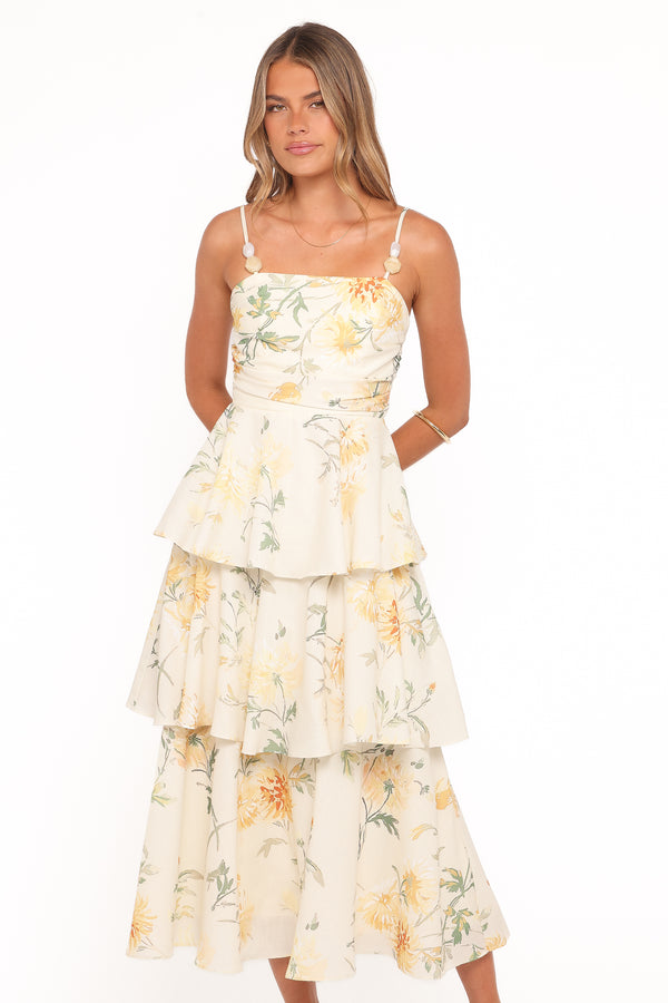 DRESSES Bernadette Midi Dress - Yellow Floral