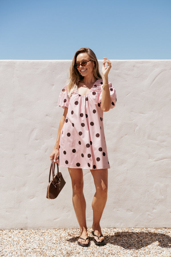 DRESSES Bertine Mini Dress - Pink Polka Dot