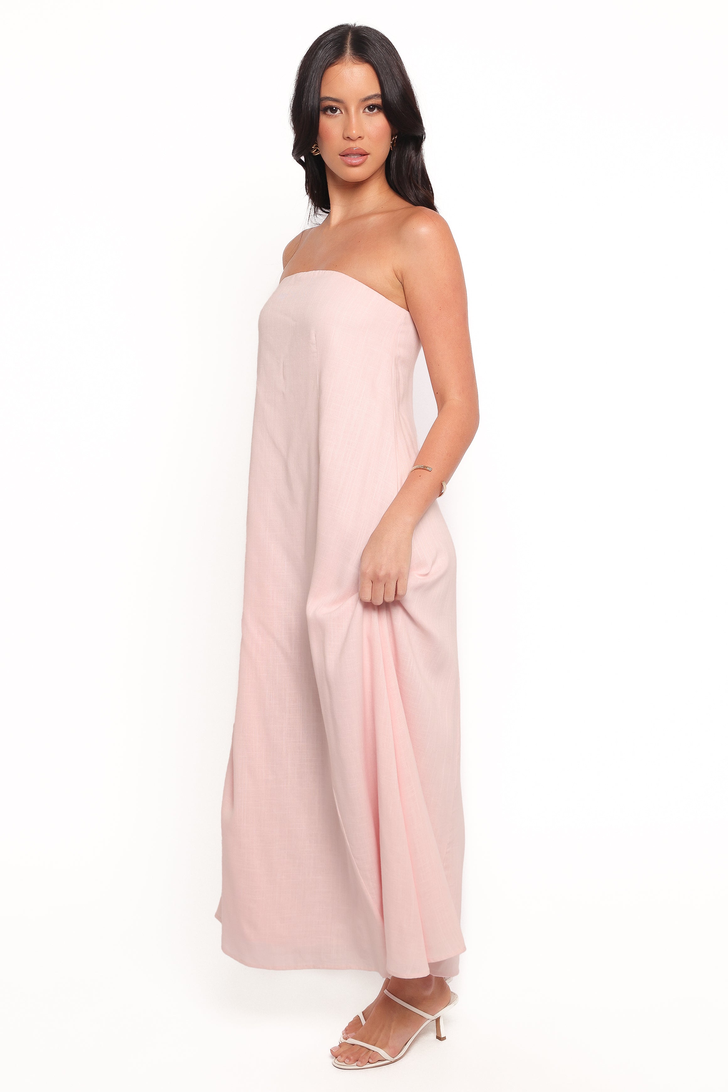DRESSES Bethany Strapless Midi Dress - Rosewater