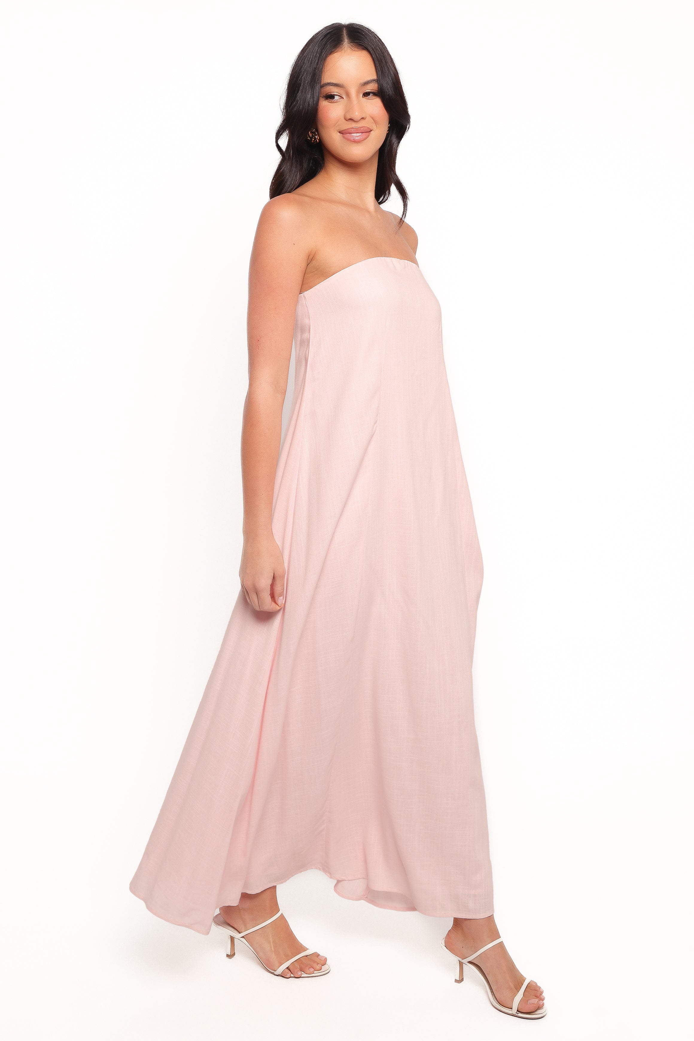 DRESSES Bethany Strapless Midi Dress - Rosewater