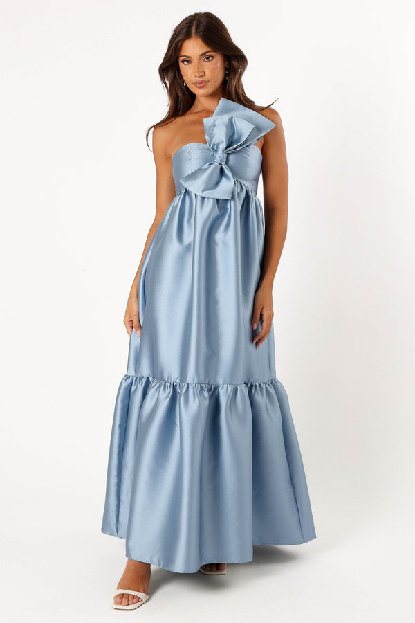 DRESSES @Betina Bow Front Maxi Dress - Blue