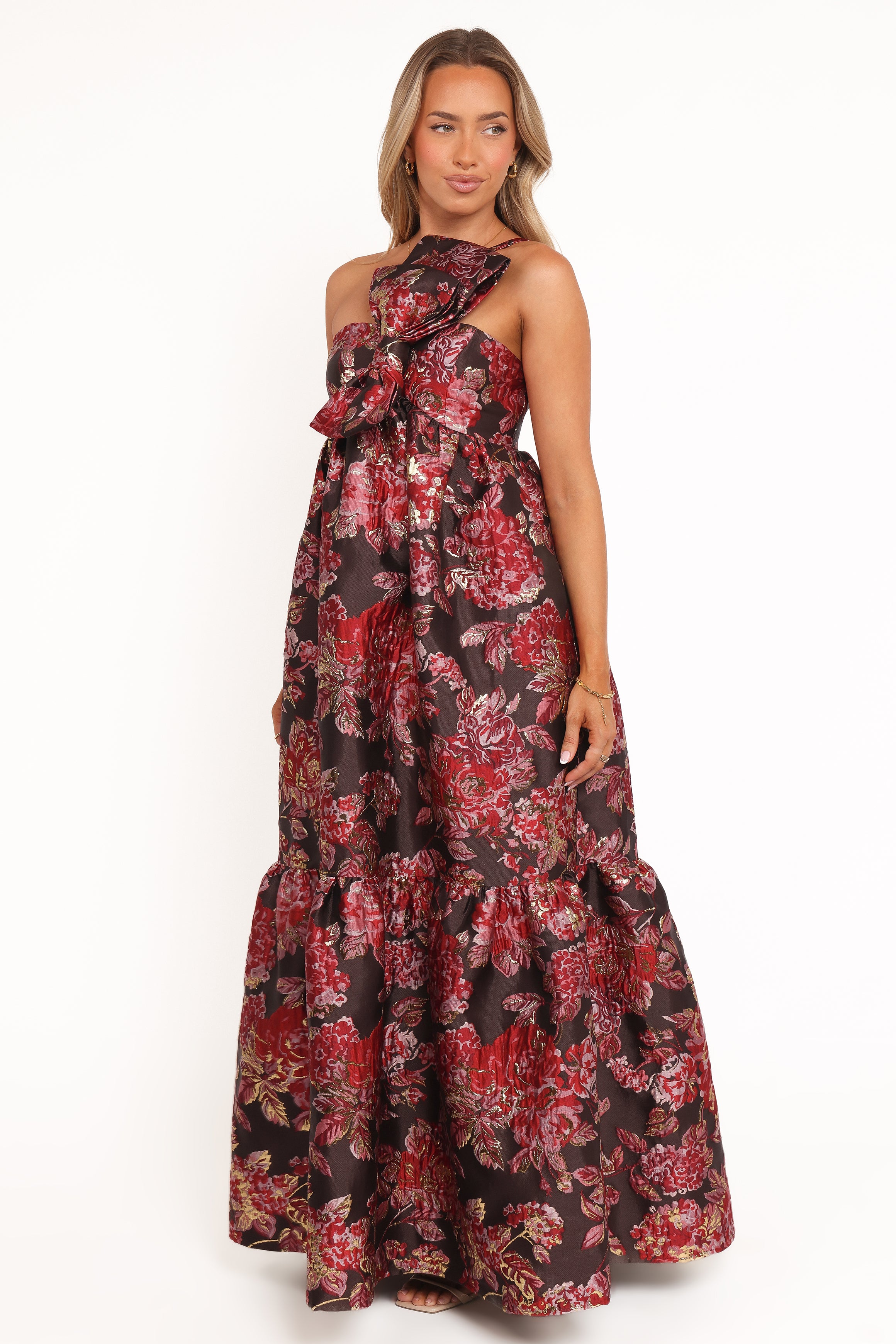 DRESSES Betina Bow Front Maxi Dress - Brown Floral