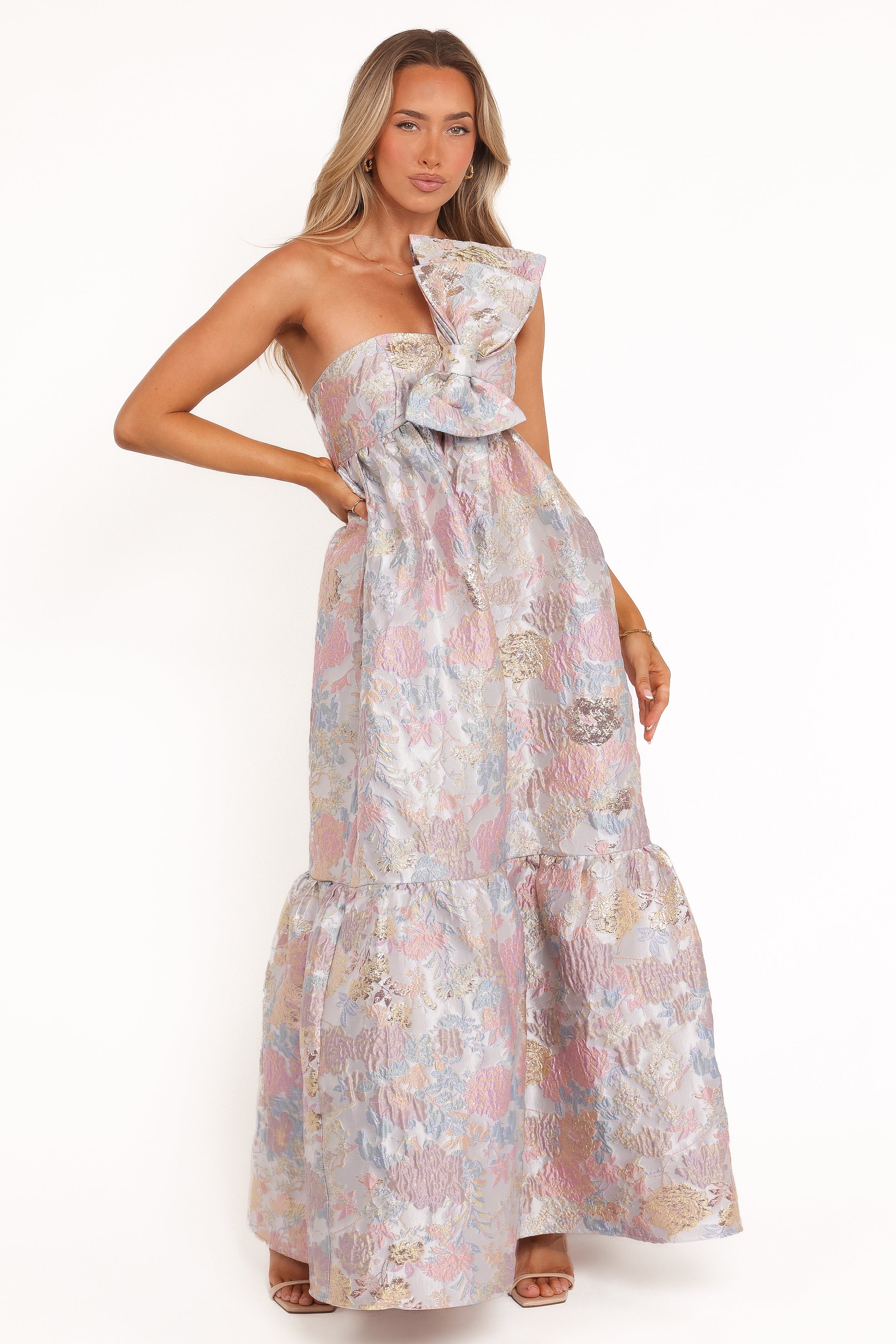 DRESSES Betina Bow Front Maxi Dress - Pale Blue Floral
