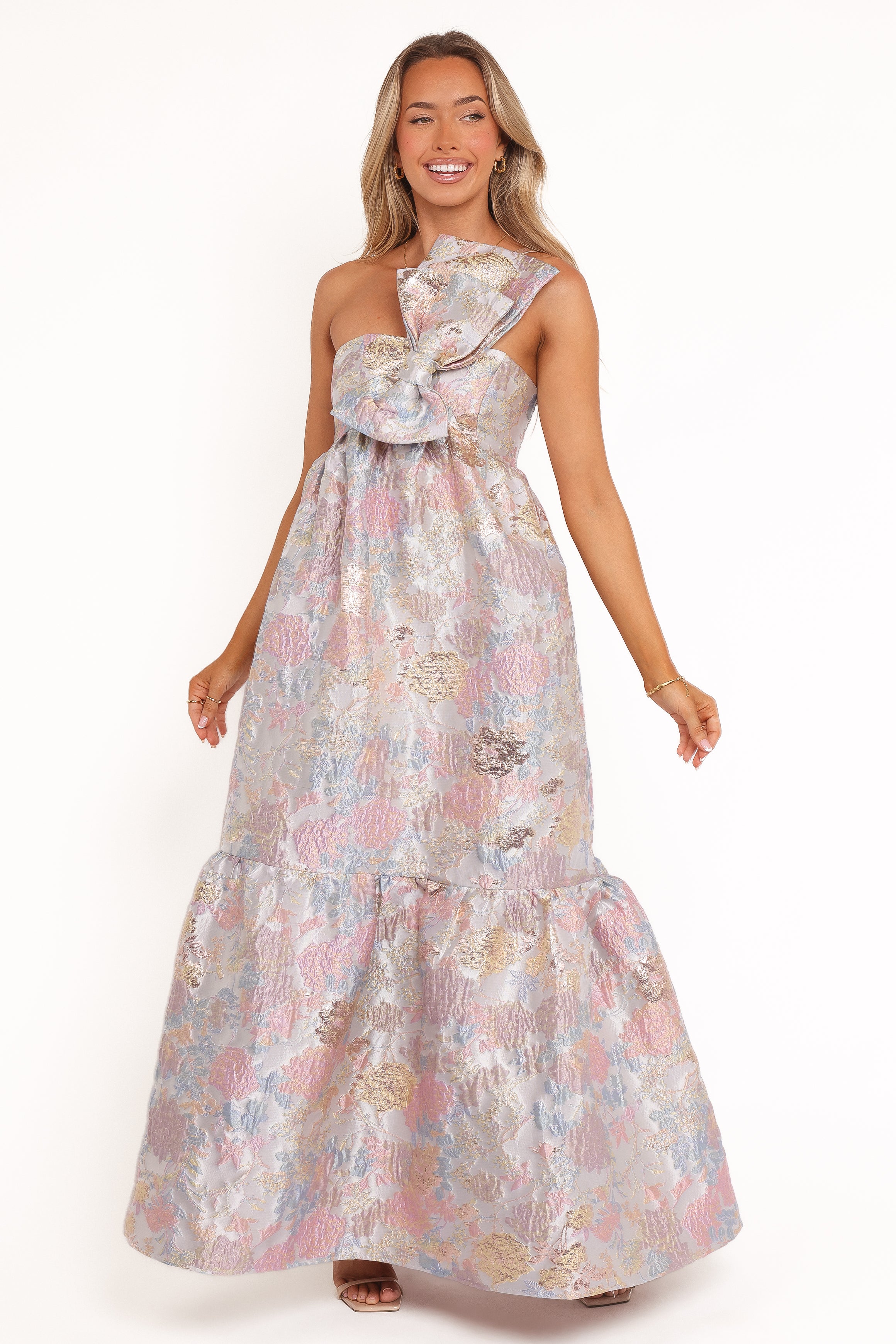 DRESSES Betina Bow Front Maxi Dress - Pale Blue Floral