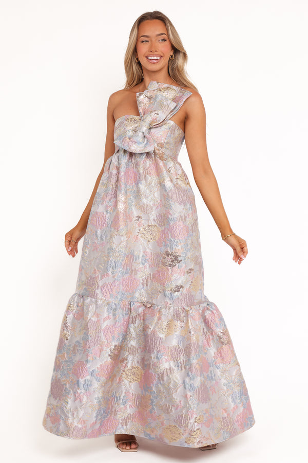 DRESSES Betina Bow Front Maxi Dress - Pale Blue Floral