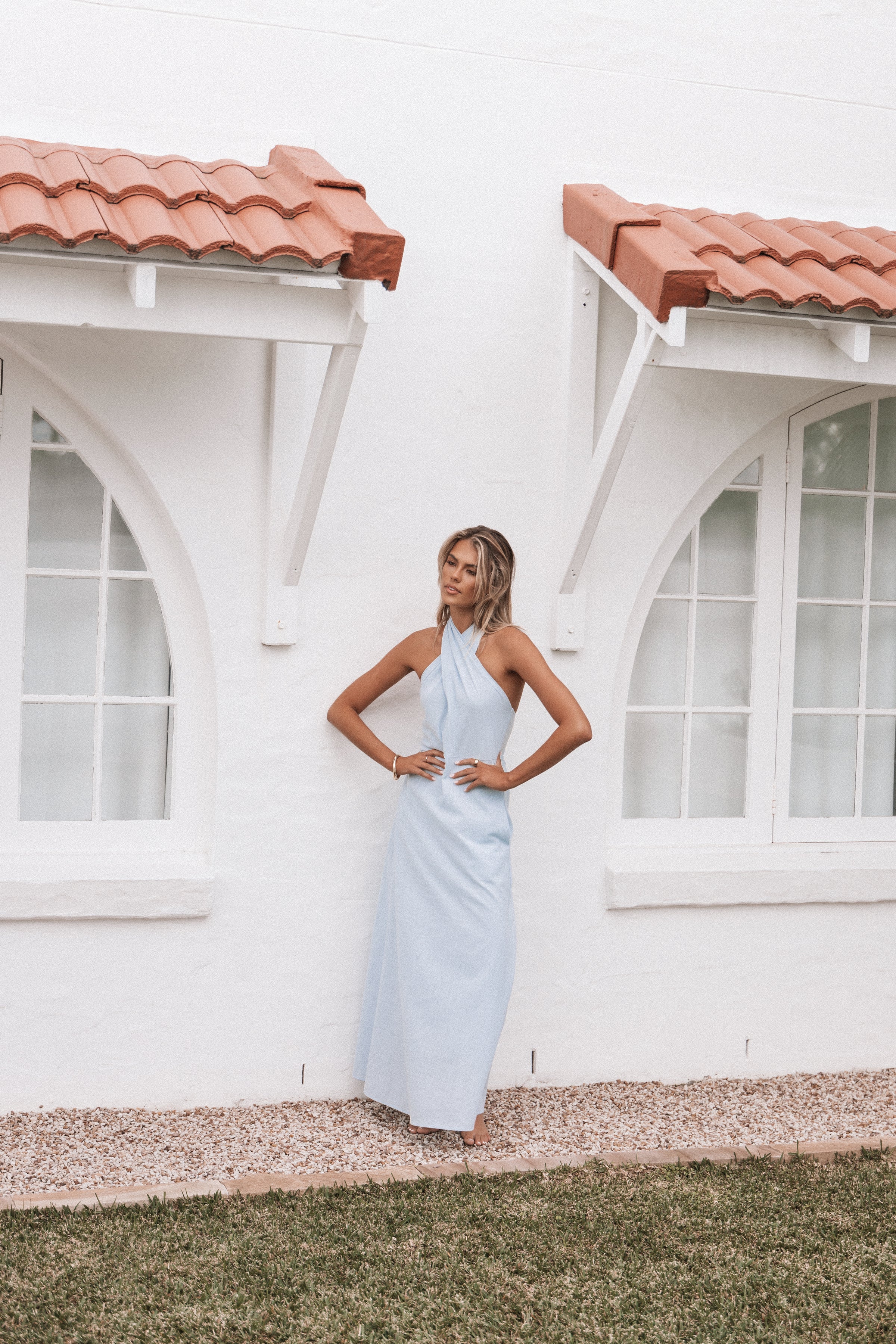 DRESSES Betsy Halterneck Maxi Dress - Pale Blue