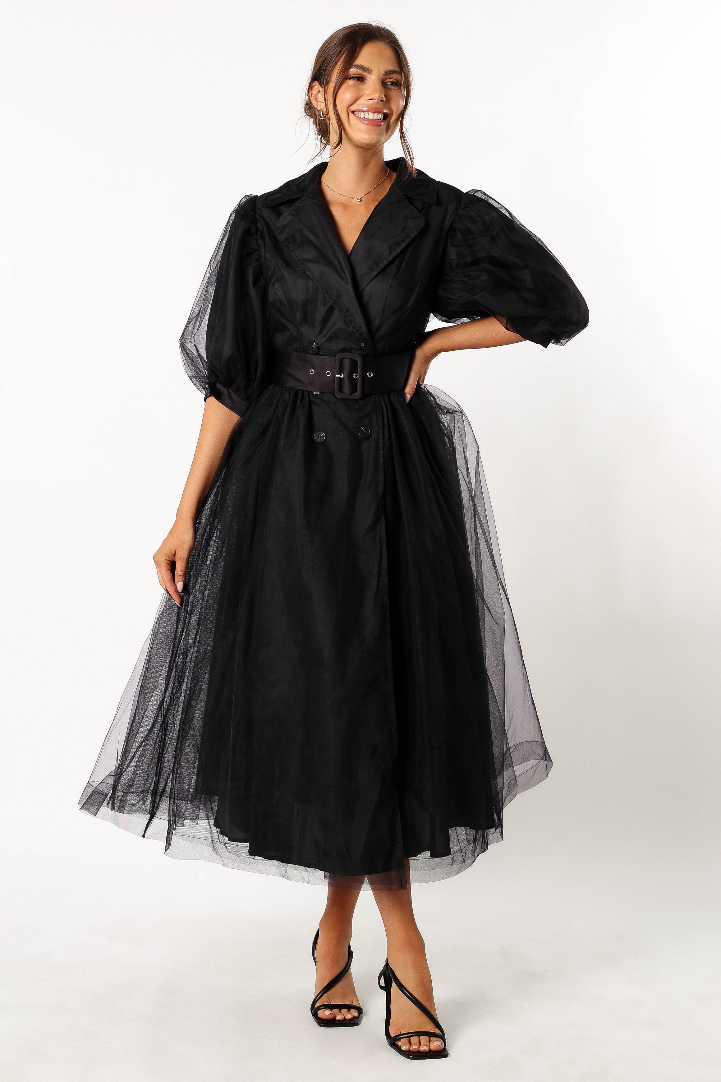 DRESSES @Bettie Belted Midi Dress - Black