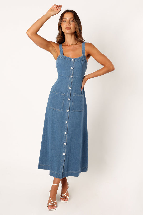 DRESSES @Bettie Midi Dress - Denim