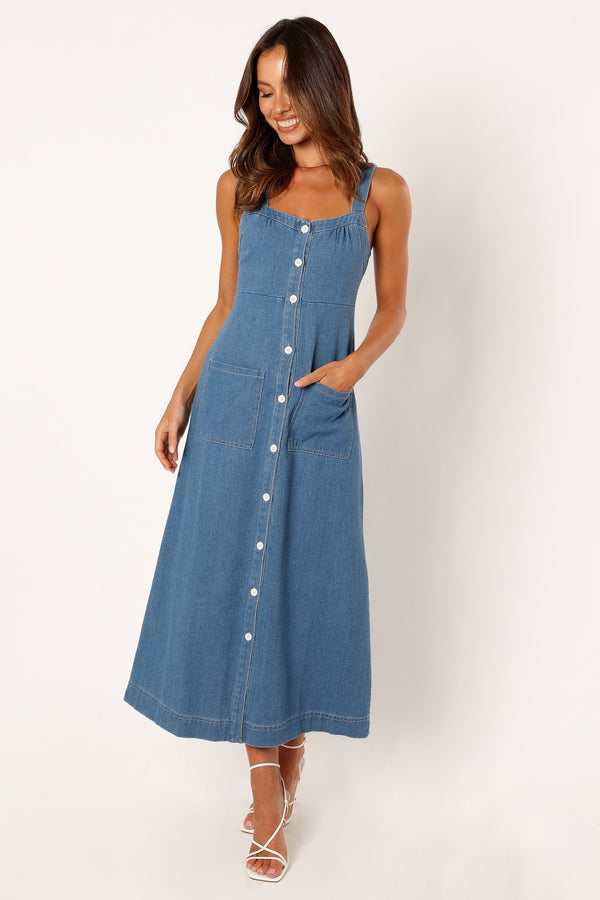 DRESSES @Bettie Midi Dress - Denim