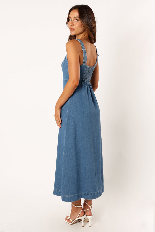 DRESSES @Bettie Midi Dress - Denim