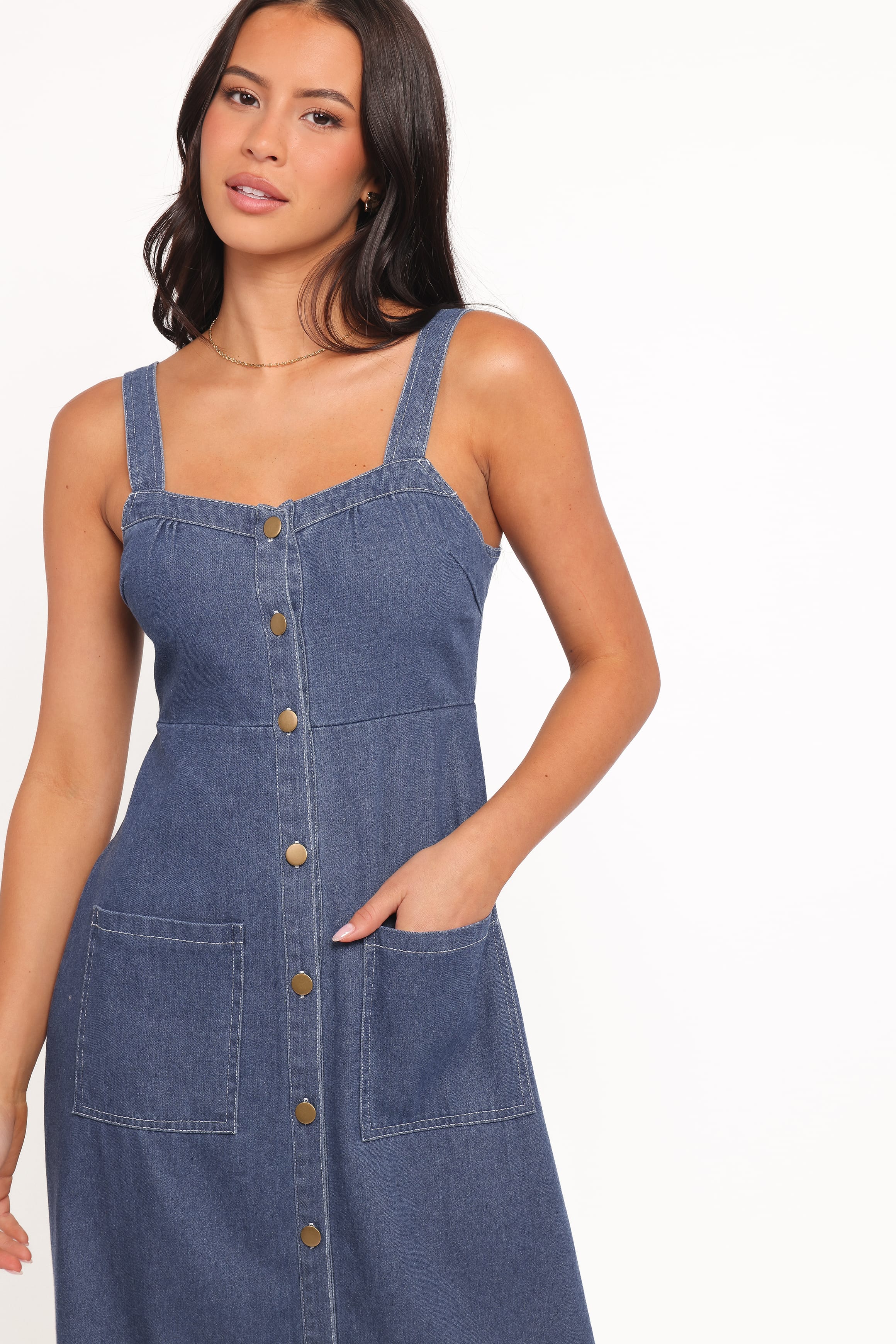 DRESSES Bettie Midi Dress - Mid Blue Denim