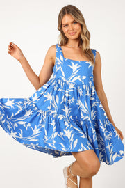 DRESSES Betty Tiered Mini Dress - Blue/White