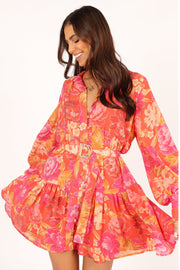 DRESSES @Bianca Long Sleeve Mini Dress - Pink (waiting on bulk)