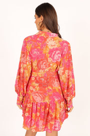 DRESSES @Bianca Long Sleeve Mini Dress - Pink (waiting on bulk)