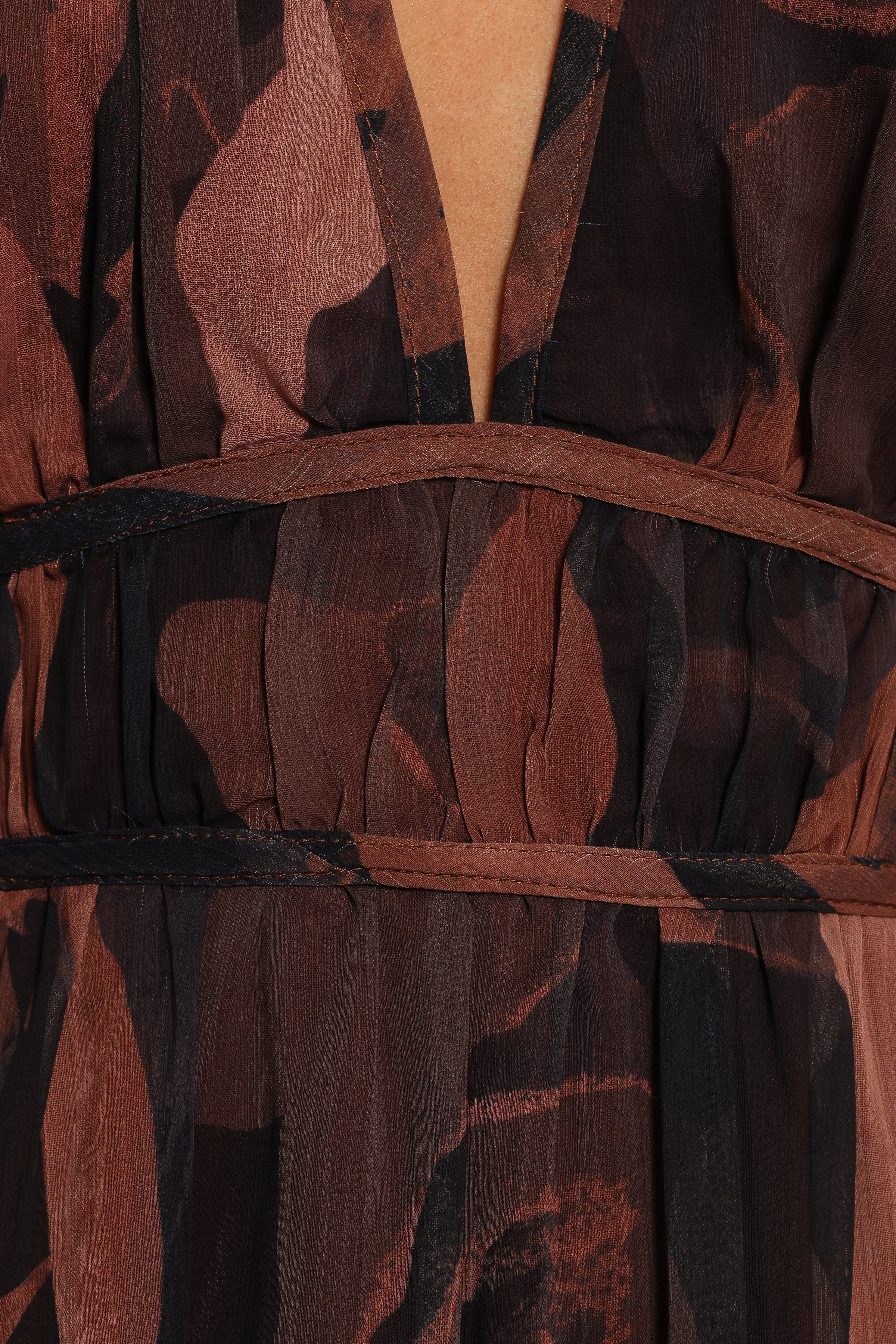 DRESSES Blayze Long Sleeve Maxi Dress - Brown Print