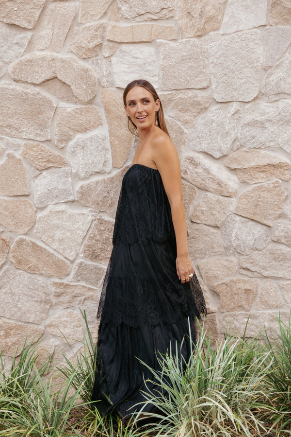 DRESSES Bloom Strapless Maxi Dress - Black Lace