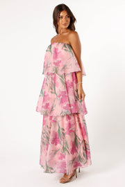 DRESSES @Bloom Strapless Maxi Dress - Pink Floral