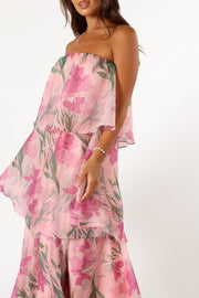 DRESSES @Bloom Strapless Maxi Dress - Pink Floral