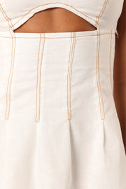 DRESSES @Bodhi Contrast Stitch Mini Dress - White