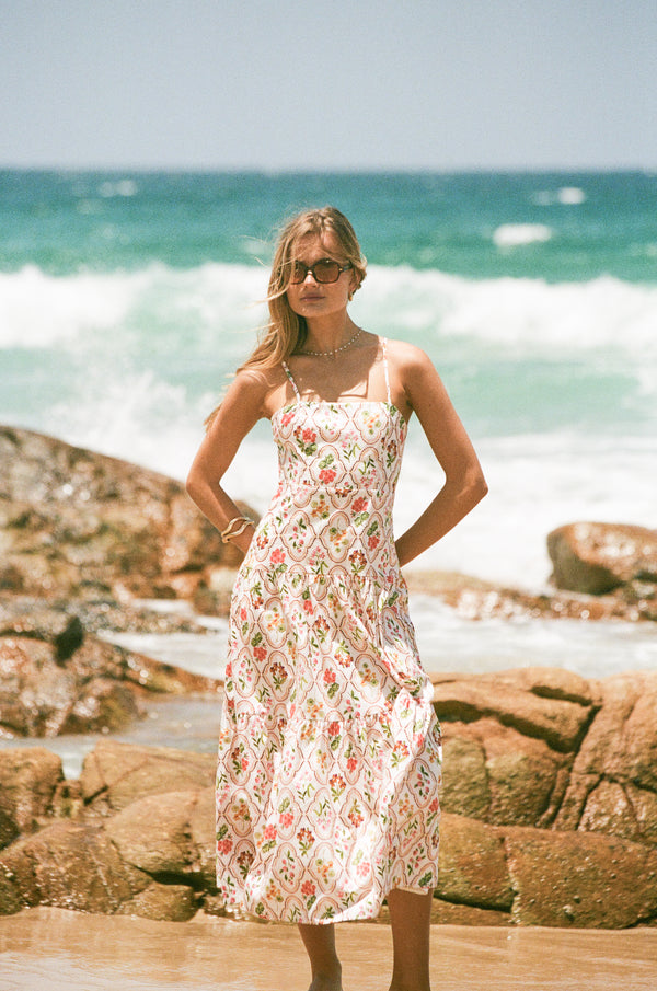 DRESSES Botanique Midi Dress - Coral Wildflower