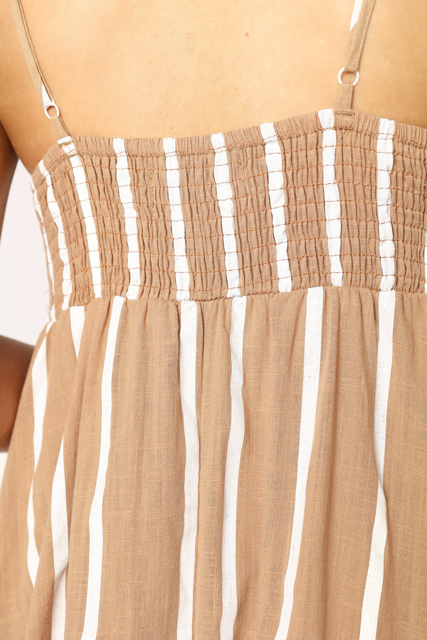 DRESSES @Brea Maxi Dress - Tan Stripe