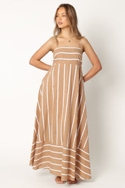 DRESSES @Brea Maxi Dress - Tan Stripe
