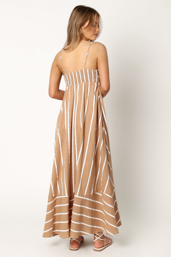 DRESSES @Brea Maxi Dress - Tan Stripe