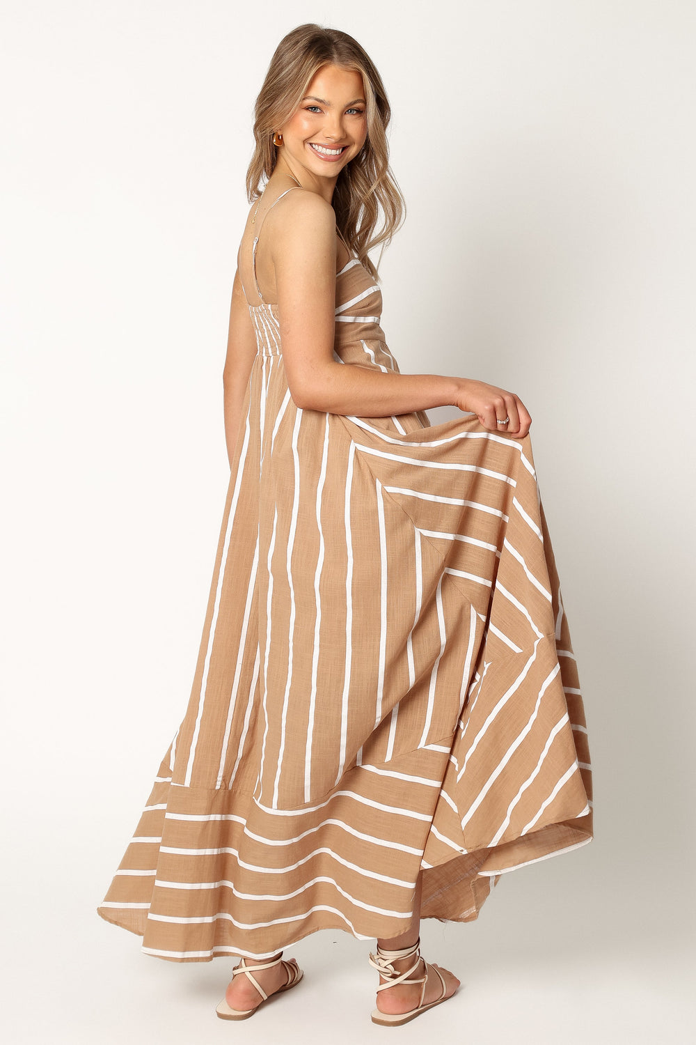 DRESSES @Brea Maxi Dress - Tan Stripe