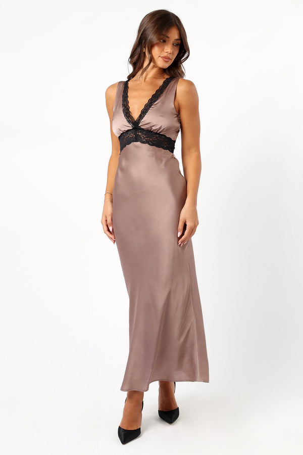 DRESSES @Brennan Maxi Slip Dress - Mocha