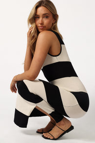 DRESSES @Bridget Midi Dress - Cream/Black Stripe (Hold for Winter Essentials)