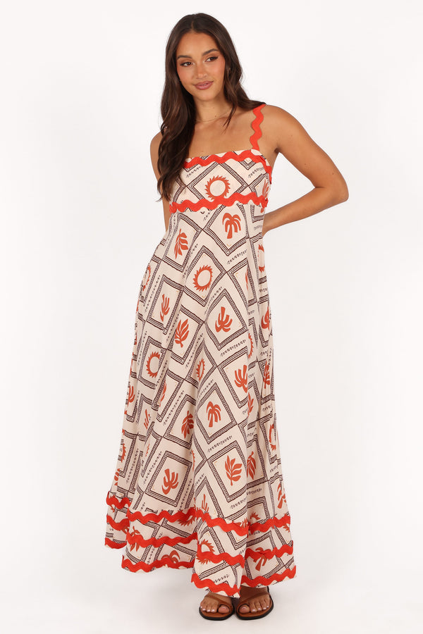 DRESSES Briella Maxi Dress - White/Orange