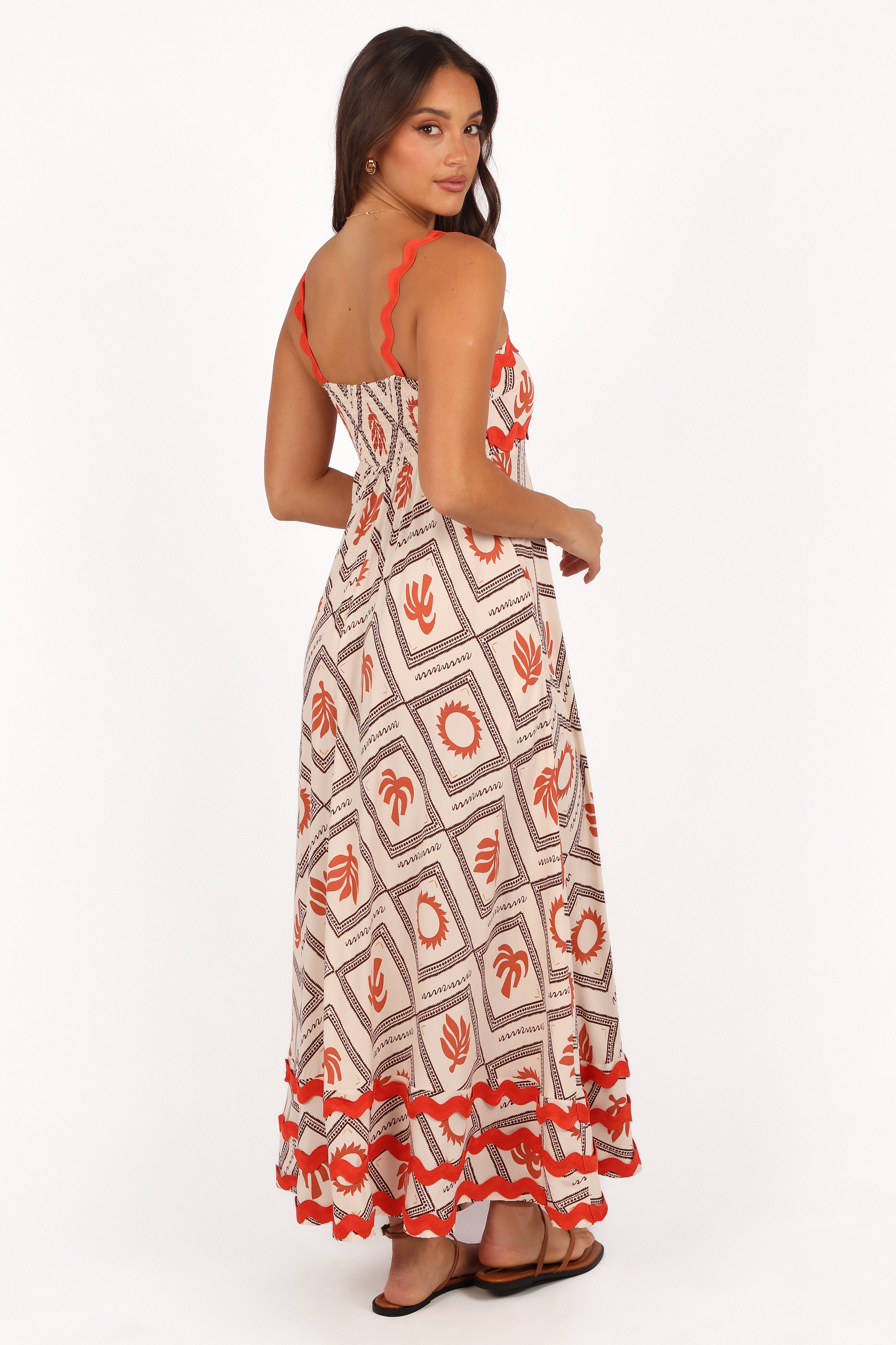 DRESSES Briella Maxi Dress - White/Orange