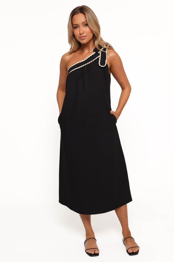 DRESSES Brynlee One Shoulder Midi Dress - Black/Cream