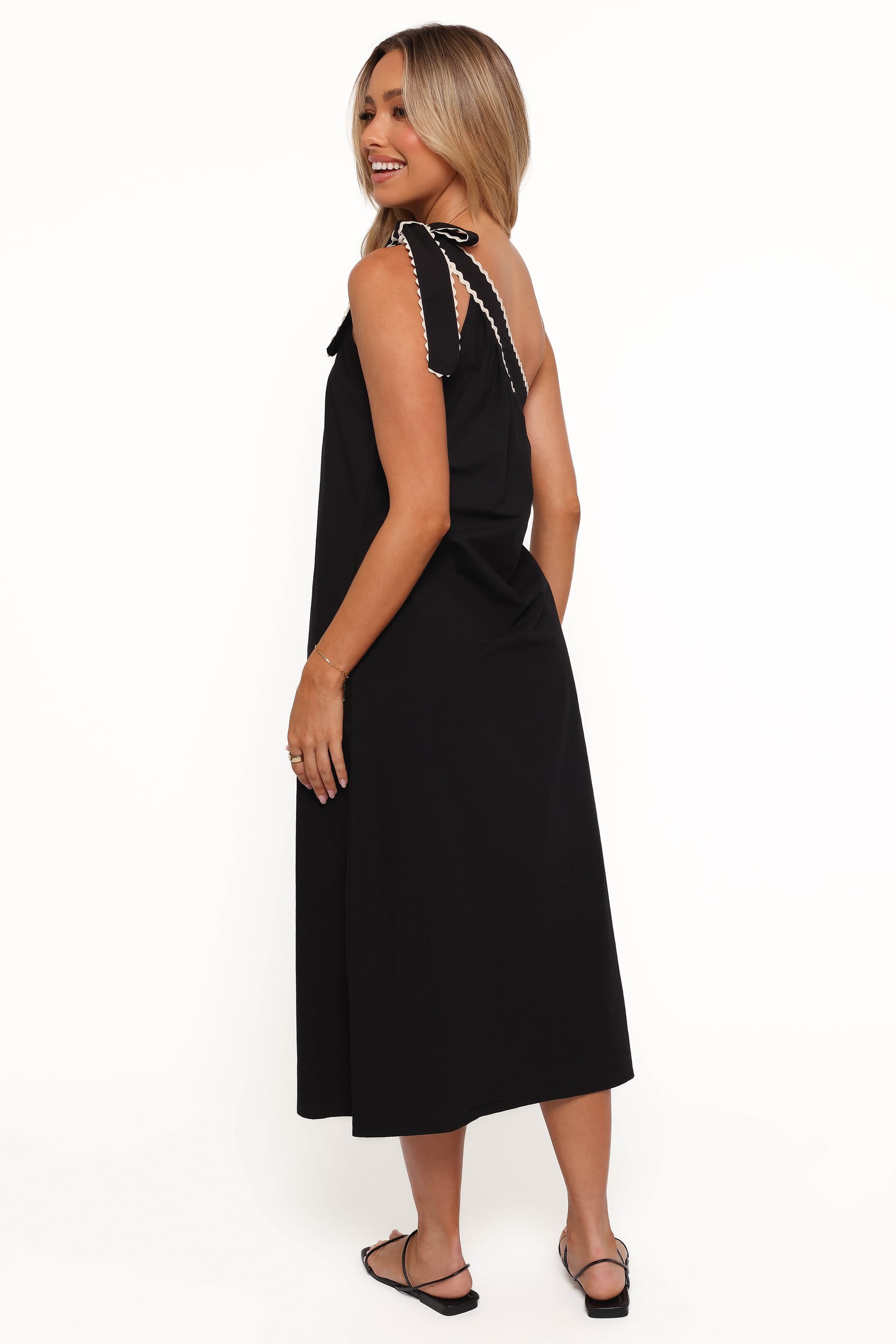 DRESSES Brynlee One Shoulder Midi Dress - Black/Cream