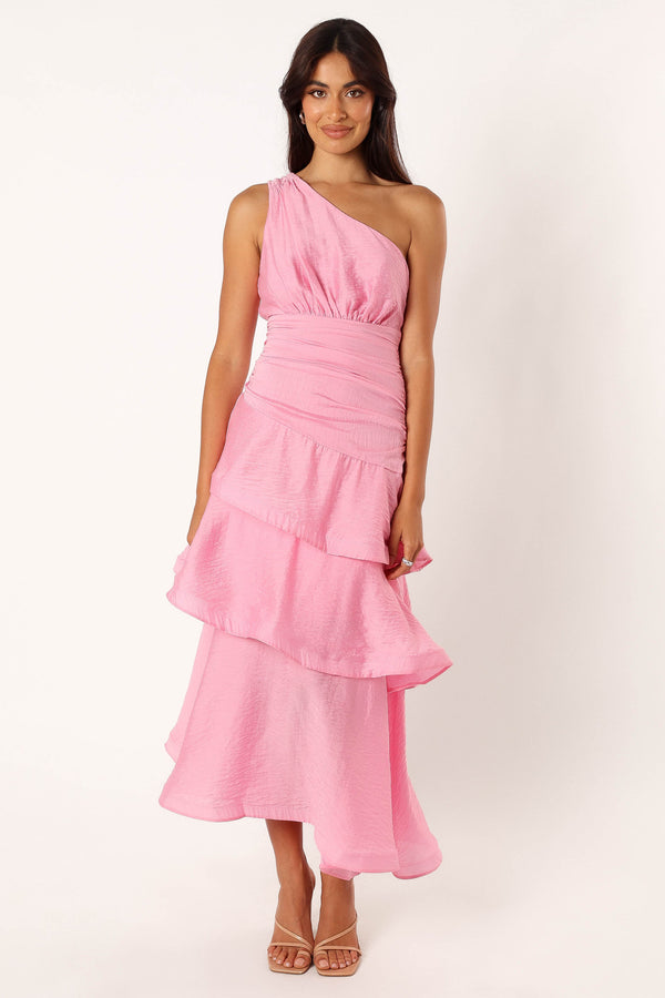 DRESSES @Bryson One Shoulder Midi Dress - Pink