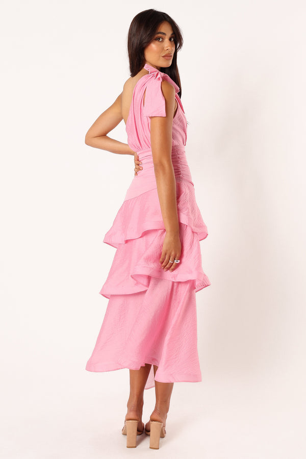 DRESSES @Bryson One Shoulder Midi Dress - Pink